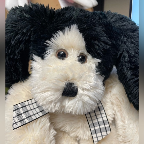 Animal Adventure Fluffy Soft Fur Puppy Dog Plush CreamBlack Long Ears & Legs 14” - Picture 2 of 6